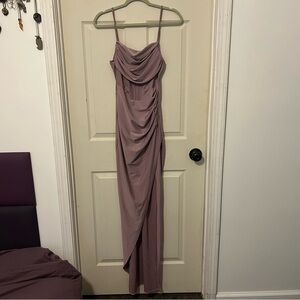 Floor Length Corset Cowel Neck Gown Dress Bridesmaid Wedding Guest Purple